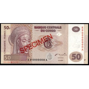 Congo. 50 Francs 2007 Specimen