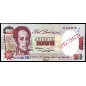 Venezuela. 1000 Bolivares 1992 Specimen