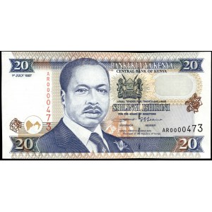 Kenya. 20 Shillings 1997 Low S/N 473