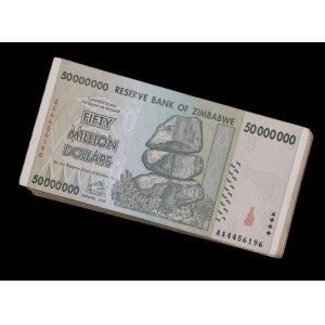 Zimbabwe. 50 Million Dollars 2008 Bundle x 100