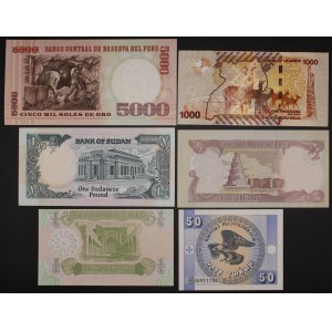 World. 6 Mixed Banknotes