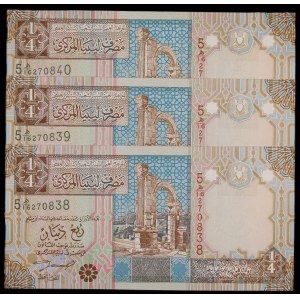 Libya. 3 Pcs of 1/4 Dinar 2002