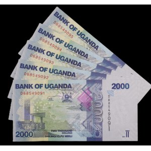Uganda. 5 Pcs of 2000 Shillings 2021