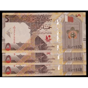 Qatar. 3 Pcs de 5 Riyals 2022