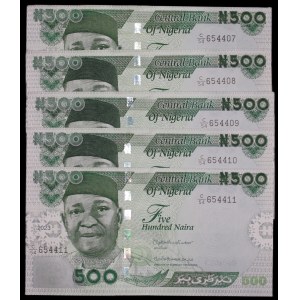 Nigeria. 5 Pcs de 500 Naira 2023