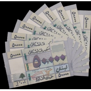 Lebanon. 9 Pcs of 50000 Livres 2019