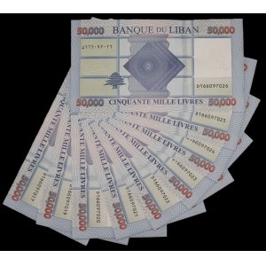 Lebanon. 9 Pcs of 50000 Livres 2019
