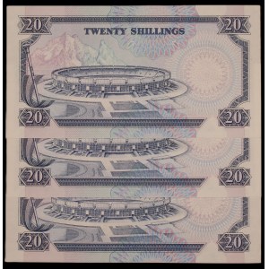 Kenya. 3 Pcs of 20 Shillings 1992