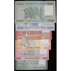 Lebanon. Set 1000 5000 10000 20000 50000 100000 Livres 2019