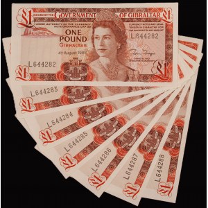 Gibraltar. 7 Pcs of 1 Pound 1988