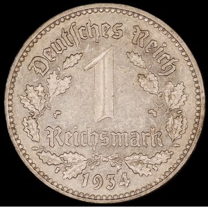 Germany. Third Reich 1 Reichsmark 1934 J Hamburg