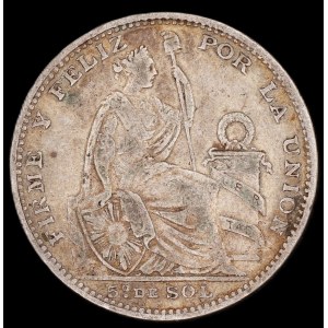 Peru. 1/5 Sol 1898 Lima Silver