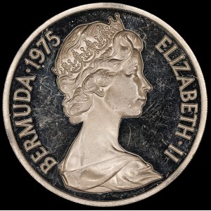Bermuda. 25 Dollars 1975 Silver
