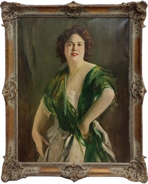 Bolesław Szańkowski (1873-1953), Dama w zielonym szalu, 1945