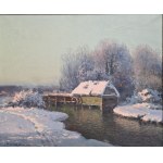 Viktor Koretsky (1890-1980), Winter landscape with a mill