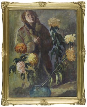Ludwik LISOWSKI, Portret Marii Ochmanowej wśród kwiatów