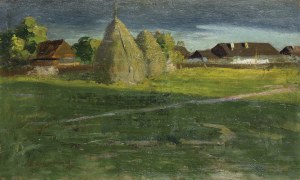 Zygmunt ROZWADOWSKI, Pejzaż wiejski z chatami / Dziki