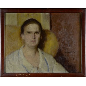 Alfons KARPIŃSKI, Portret kobiety w żółtym fotelu