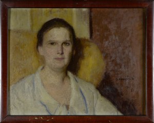 Alfons KARPIŃSKI, Portret kobiety w żółtym fotelu