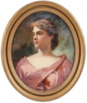 Herman V. Michałowski (1860-1903), Portret młodej piękności w jedwabnej sukni, 1896