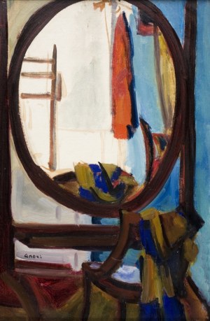 Aneri Irena Weissowa (1888-1981), Wnętrze mieszkania z owalnym lustrem, ok. 1918