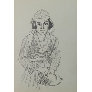 Ludwik Antoni Maciąg (1920-2007), Młoda kobieta - szkic typu ludowego i kostiumu - z cyklu „Szkice z Albanii”