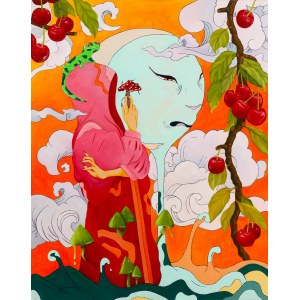 Daria Uss (b. 1997, Good City), Alchemy of nature: cherries, mushrooms and clouds, 2024