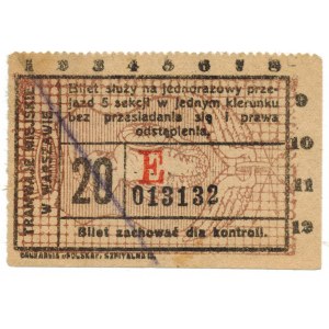 Bilet Tramwaje Miejskie w Warszawie bilet na 5 przejazdów, Seria E [sprzed 1928]