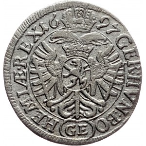 Leopold I., 3 Kreuzer 1697, GE, Prague