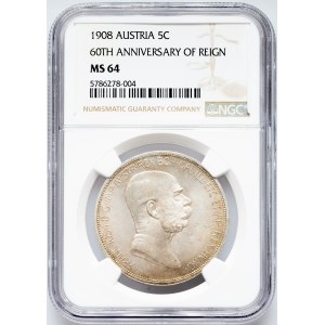 Franz Joseph I., 5 Krone 1908, Vienna