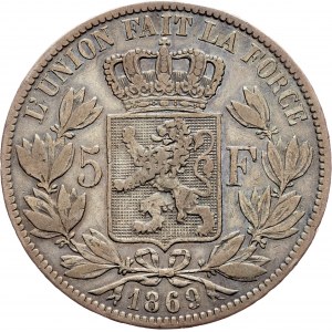 Belgium, 5 Francs 1869