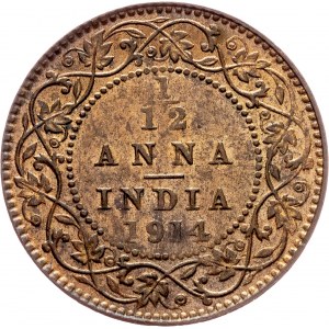 British India, 1/12 Anna 1914, Calcutta