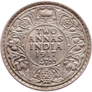 British India, 2 Annas 1917, Calcutta
