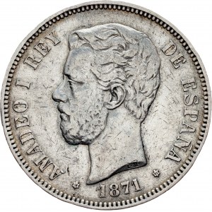 Spain, 5 Pesetas 1871, SDM