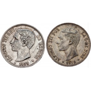 Spanien, 5 Peseten 1875, 1878, DEM, EMM
