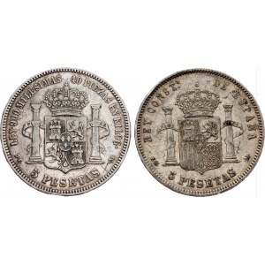 Spanien, 5 Peseten 1875, 1878, DEM, EMM