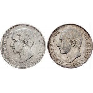 Spanien, 5 Peseten 1875, 1885, DEM, MSM