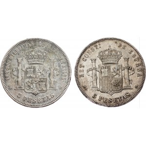 Spanien, 5 Peseten 1875, 1885, DEM, MSM
