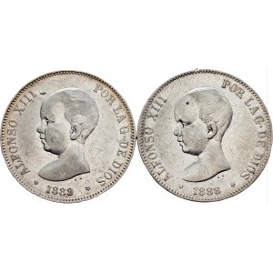 Spain, 5 Pesetas 1888, 1889, MPM