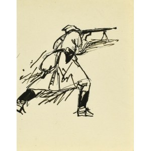 Ludwik MACIĄG (1920-2007), Soldier firing a machine gun