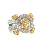 18K WHITE AND YELLOW GOLD RING 11.72 GR WITH FANCY DIAMONDS - HR2010
