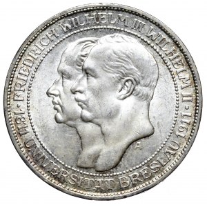 Germany, Prussia, 3 marks 1911 A, Berlin, 100th anniversary of the University of Breslau