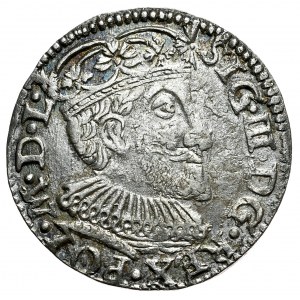 Zygmunt III Waza, Trojak 1592, Olkusz, duża głowa i pełna data