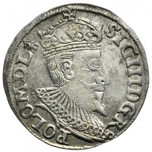 Zygmunt III Waza, trojak 1595, Olkusz, znak mincerski kończy legendę