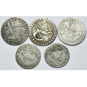 Zestaw 3 ortów bydgoskich 1621-24 i 2 szóstaków 1624 i 1627. Razem 5 sztuk