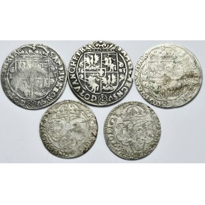 Zestaw 3 ortów bydgoskich 1621-24 i 2 szóstaków 1624 i 1627. Razem 5 sztuk