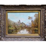 Maurice LÉVIS [1860-1940], Villaggio sulla riva del fiume