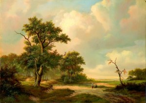 Willem de Klerk [1800-1876], Pejzaż z rozłożystym dębem