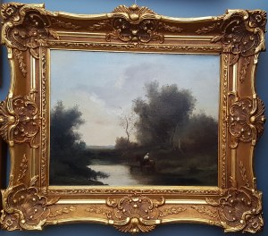 Szkoła Jean-Baptiste Camille COROT [XIX w.], Pejzaż z postacią na koniu