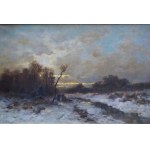 Désiré THOMASSIN [1858 - 1933], Pejzaż zimowy z postaciami w tle